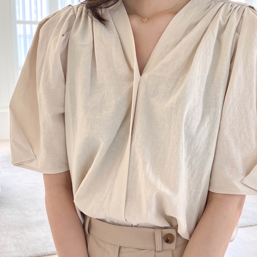 linen puff blouse